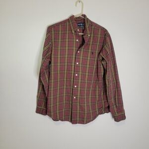 Ralph lauren red/yellow plaid button front long sleeves shirt
